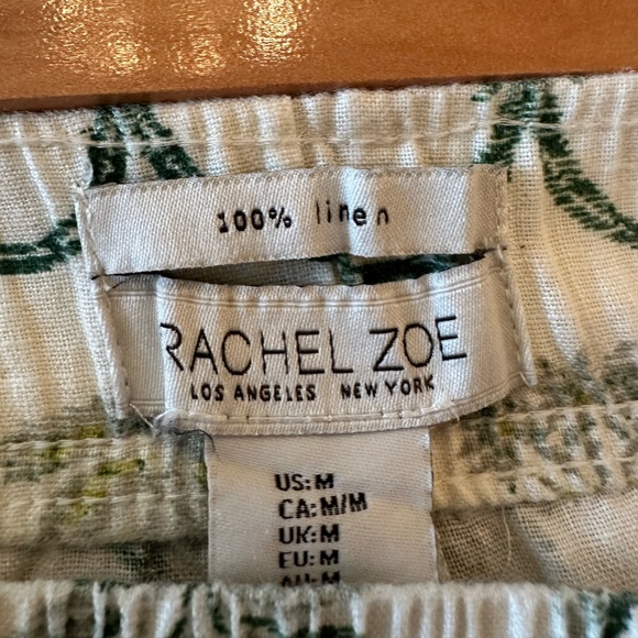 Rachel Zoe Floral Wide-Leg Linen Pants in Cream & Gray Floral Geometric Pattern - Picture 6 of 9